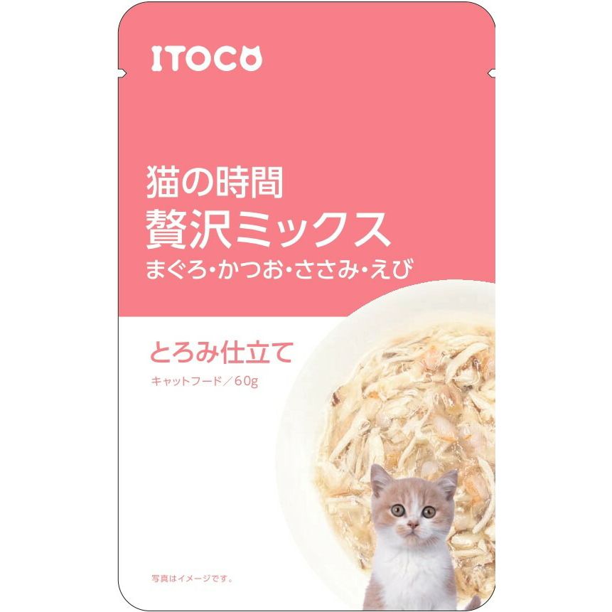 （まとめ買い）イトウ&カンパニーリミテッド 猫の時間 まぐろ・かつお・ささみ・えび 60g 猫用フード 〔×42〕