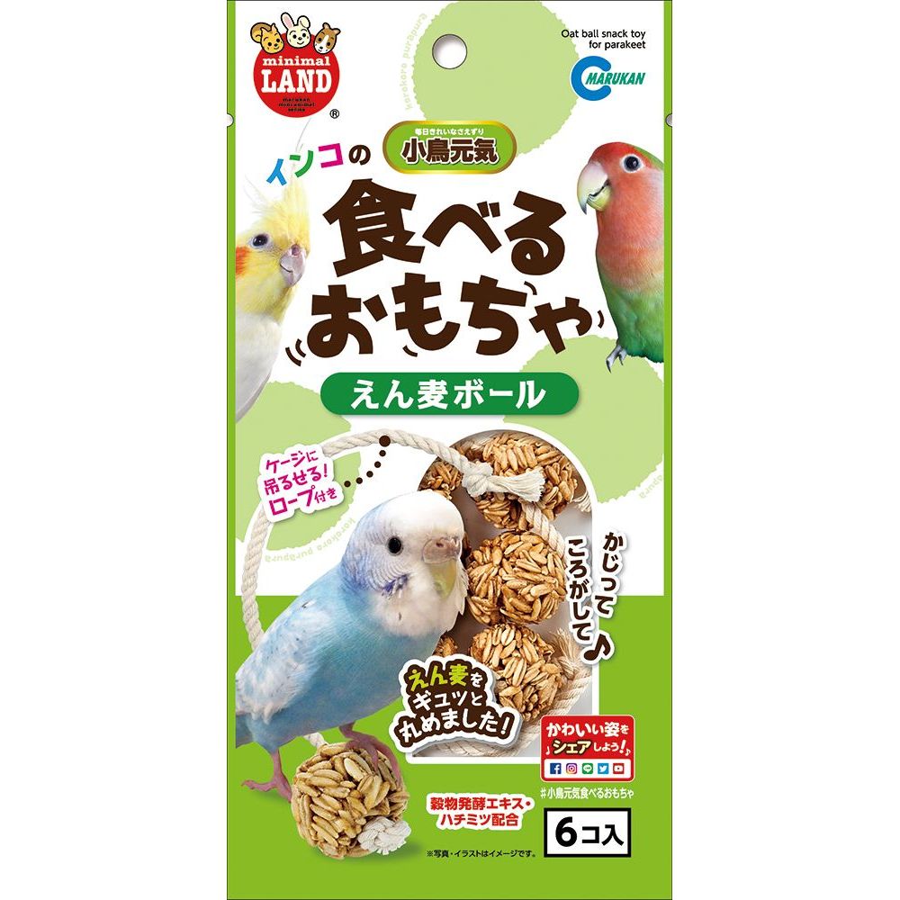 マルカン インコのえん麦ボール 6個 鳥用フード