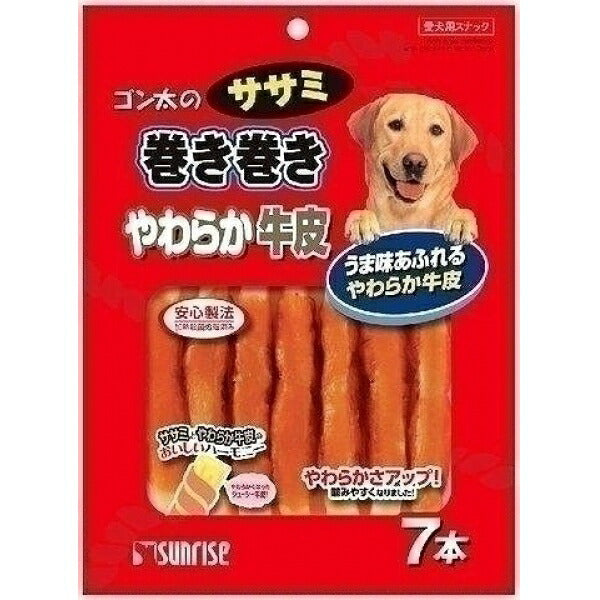 （まとめ買い）サンライズ ゴン太のササミ巻き巻き やわらか牛皮 7本 犬用 〔×16〕