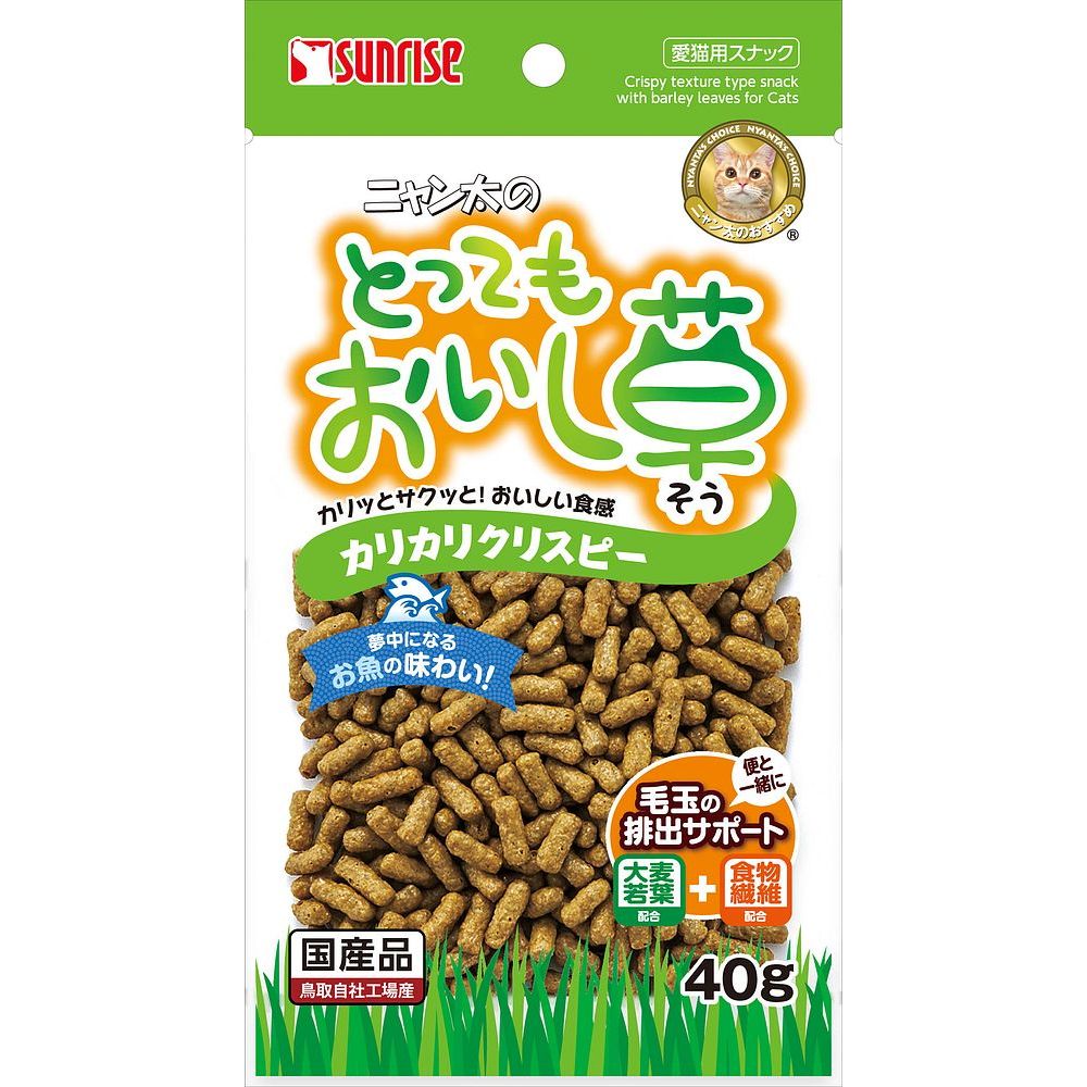 （まとめ買い）サンライズ ニャン太のとってもおいし草 カリカリクリスピー 40g SNY-039 猫用 〔×20〕