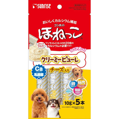 （まとめ買い）サンライズ ゴン太のほねっこ クリーミーピューレ チーズ入り 5本 犬用おやつ 〔×24〕