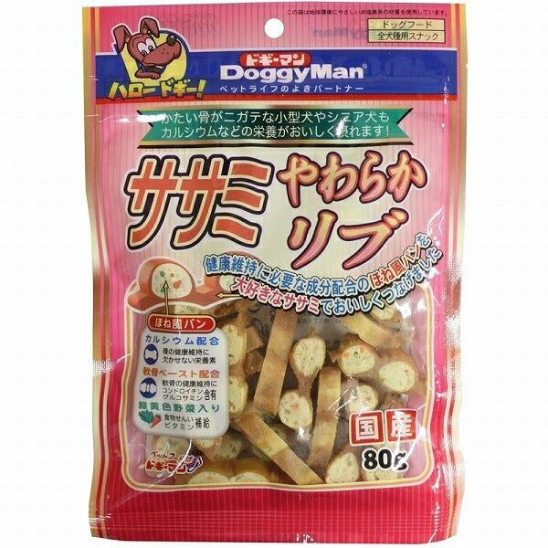 （まとめ買い）ドギーマン ササミやわらかリブ 80g 犬用 〔×18〕