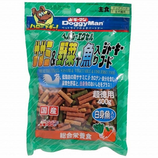 ドギーマン ヘルシーエクセル ササミ&野菜+魚入りジャーキーフード 400g 犬用