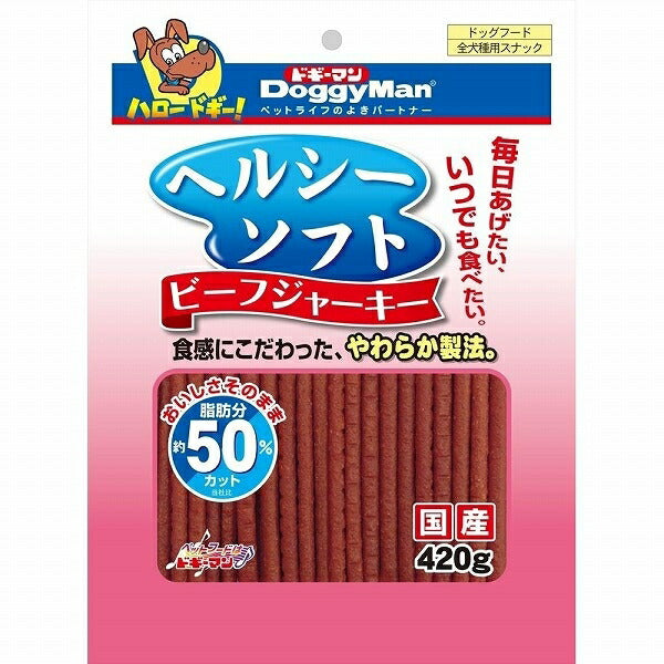 （まとめ買い）ドギーマン ヘルシーソフト ビーフジャーキー 420g 犬用おやつ 〔×12〕