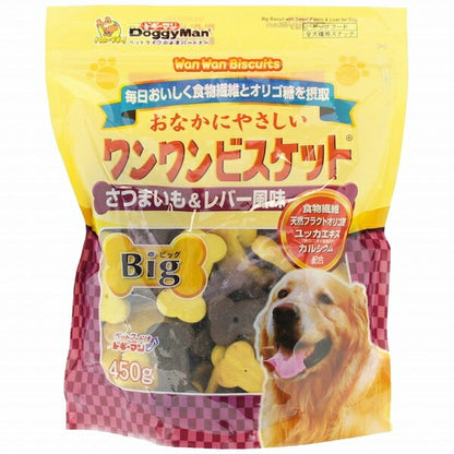 （まとめ買い）ドギーマン おなかにやさしいワンワンビスケットBig さつまいも&レバー風味 450g 犬用 〔×6〕