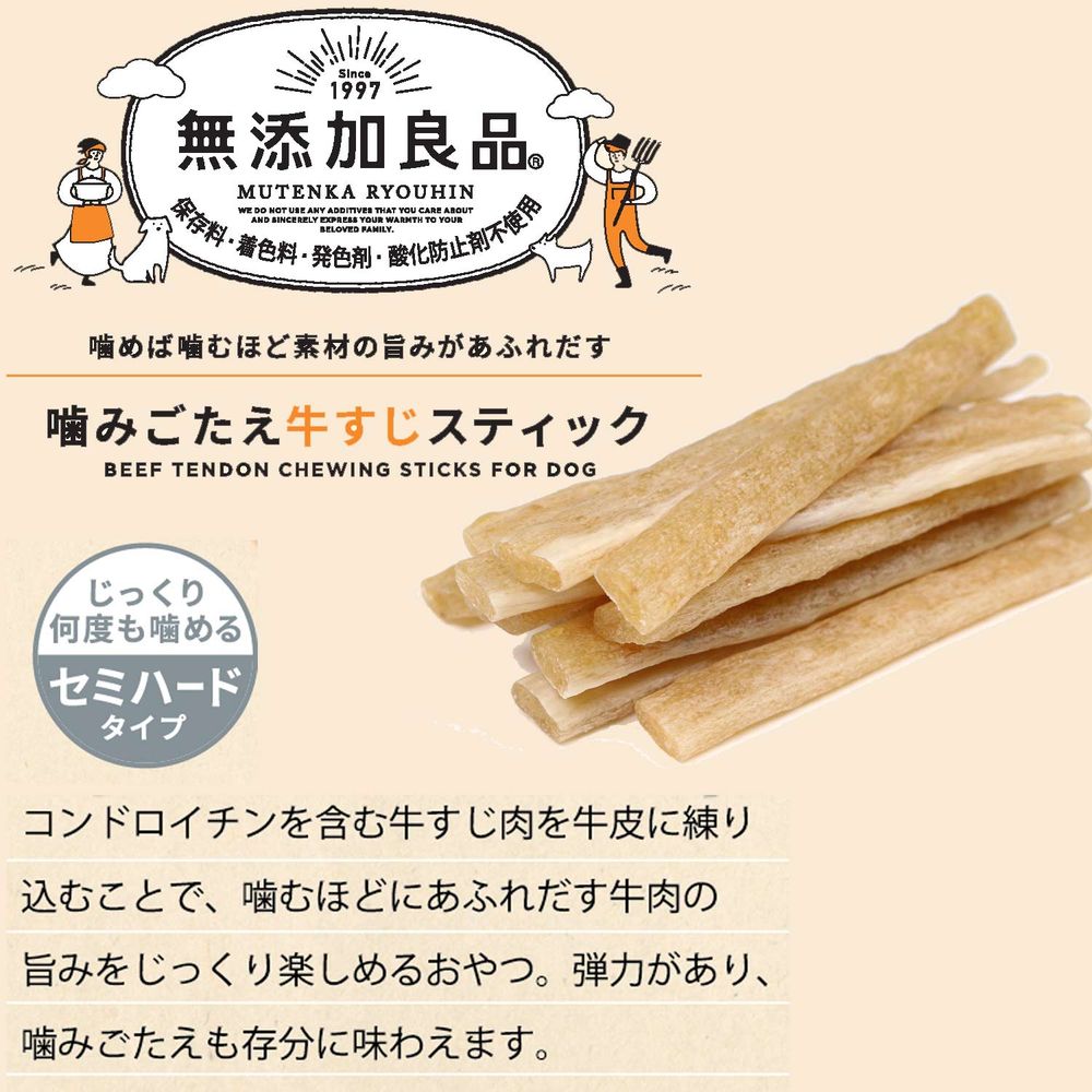 ドギーマン 無添加良品 噛みごたえ牛すじスティック 100g (標準20本) 犬用おやつ