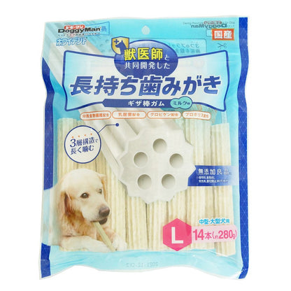 （まとめ買い）ドギーマン ホワイデント 長持ち歯みがき ギザ棒ガム L14本 犬用おやつ 〔×8〕