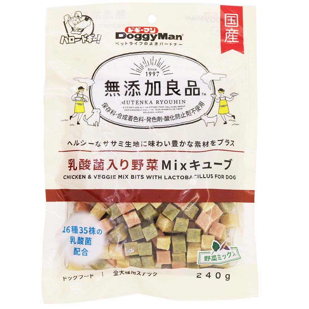 ドギーマン 無添加良品 乳酸菌入り野菜Mixキューブ 240g 犬用おやつ