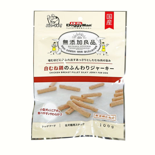 （まとめ買い）ドギーマン 無添加良品 白むね鶏のふんわりジャーキー 100g 犬用おやつ 〔×16〕