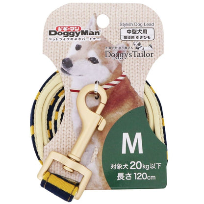 ドギーマン Doggy's Tailor ドッグリード M ニットスタイル イエロー/ネイビー 犬用