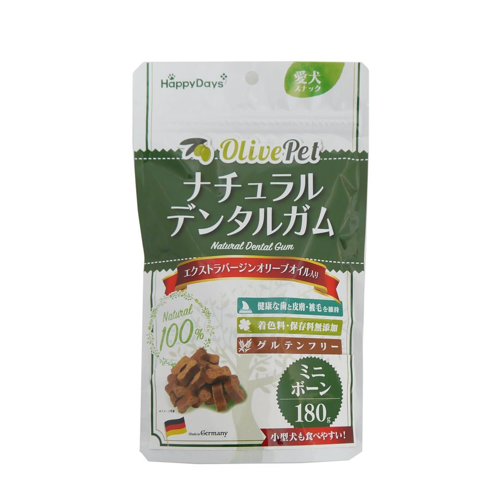 ペットプロ HappyDays Olive Pet ナチュラルデンタルガム ミニボーン 180g 犬用おやつ