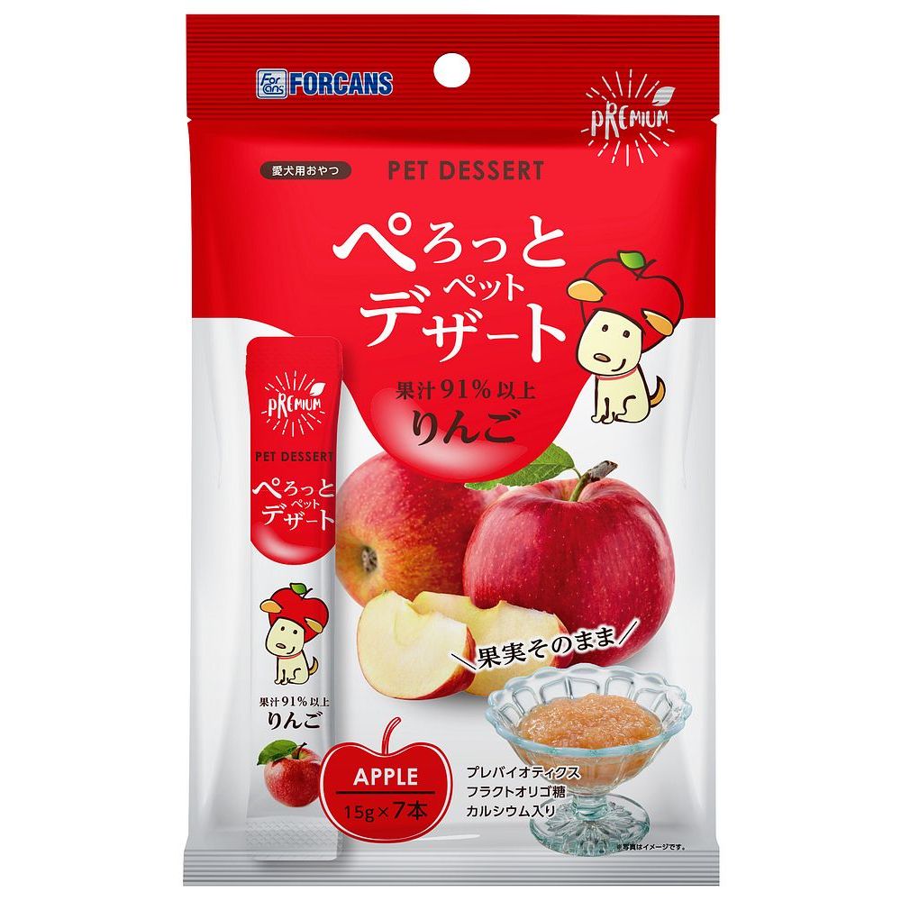 （まとめ買い）フォーキャンス ぺろっとペットデザート りんご味 15g×7本 犬用おやつ 〔×8〕